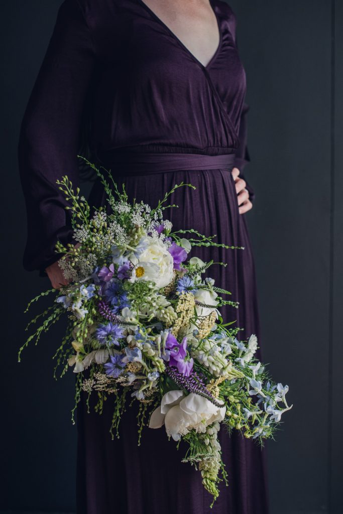 light blue and purple textural floral bouquet