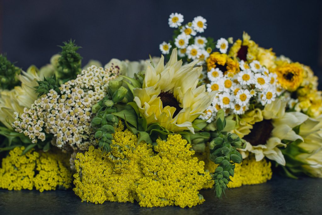 1. monochromatic-color-theory-bunches-web-7 bunch of yellow flowers showing an analogous color palette