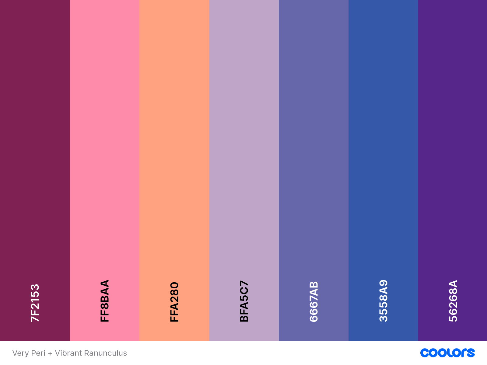 very peri vibrant pink purple peach color palette