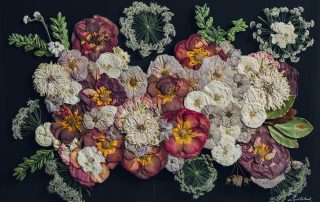 pressed bouquet preservation art with coffee break roses