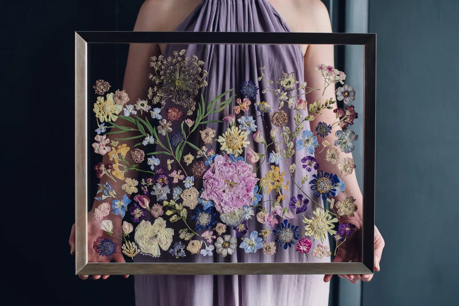 wild-blossoms-holding-art-in-dresses-april-web-23 Creating Pressed Flower Art